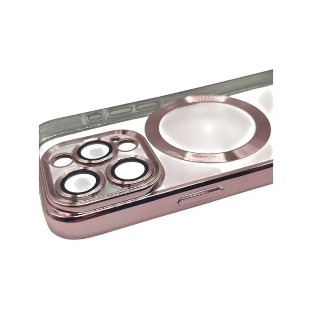 iPhone 15 Pro Clear Protective Case‎ Pink Metallic Trim NEW